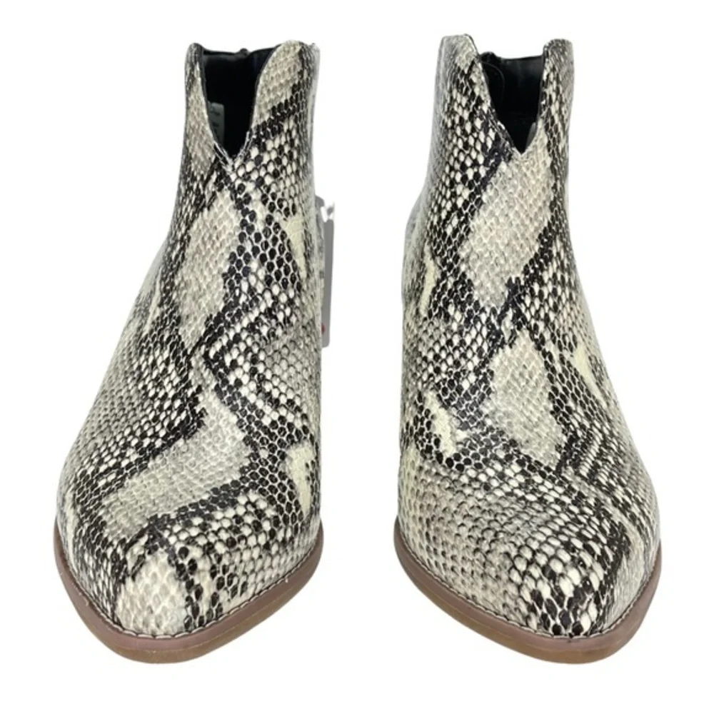 Aqua Bloomingdales Emily Natural Snake Print Leather Waterproof Ankle Boots - Picture 2 of 4